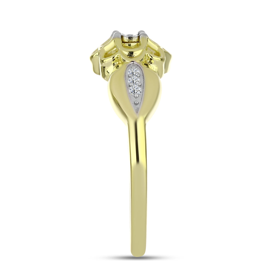 Goldplattierter Silberring mit weißem Diamant und weißem Topas