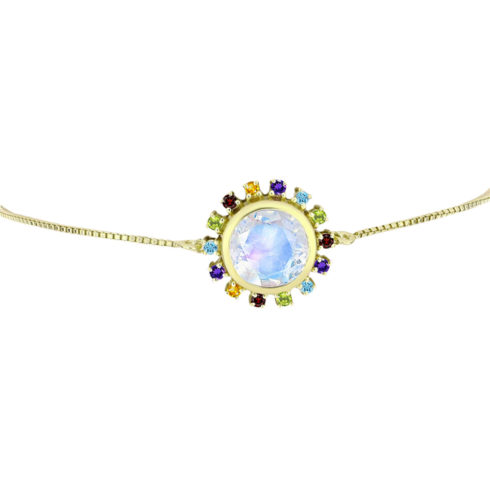 Goldplattiertes Silberarmband mit Regenbogenmondstein und marokkanischem Amethyst 3 