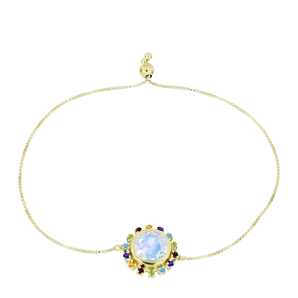 Goldplattiertes Silberarmband mit Regenbogenmondstein und marokkanischem Amethyst 4 