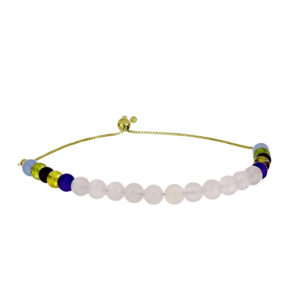Goldplattiertes Silberarmband mit Regenbogenmondstein und marokkanischem Amethyst 1 