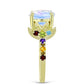 Goldplattierter Silberring mit Regenbogenmondstein und marokkanischem Amethyst
