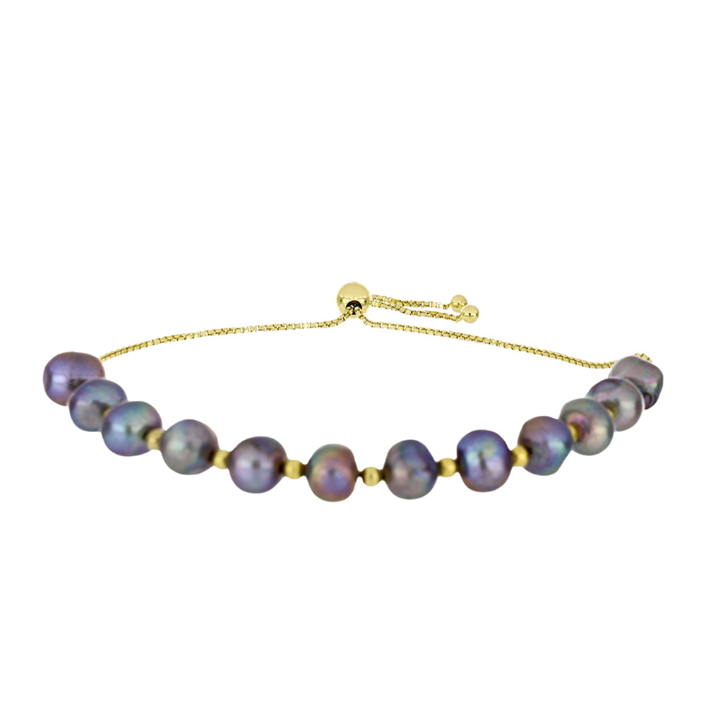 Goldplattiertes Silberarmband mit schwarzer Süßwasserperle 1 