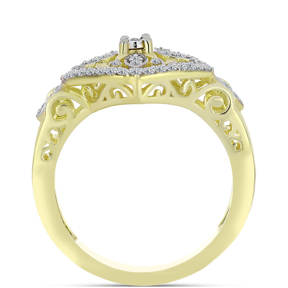 Goldplattierter Silberring mit weißem Diamant und weißem Topas