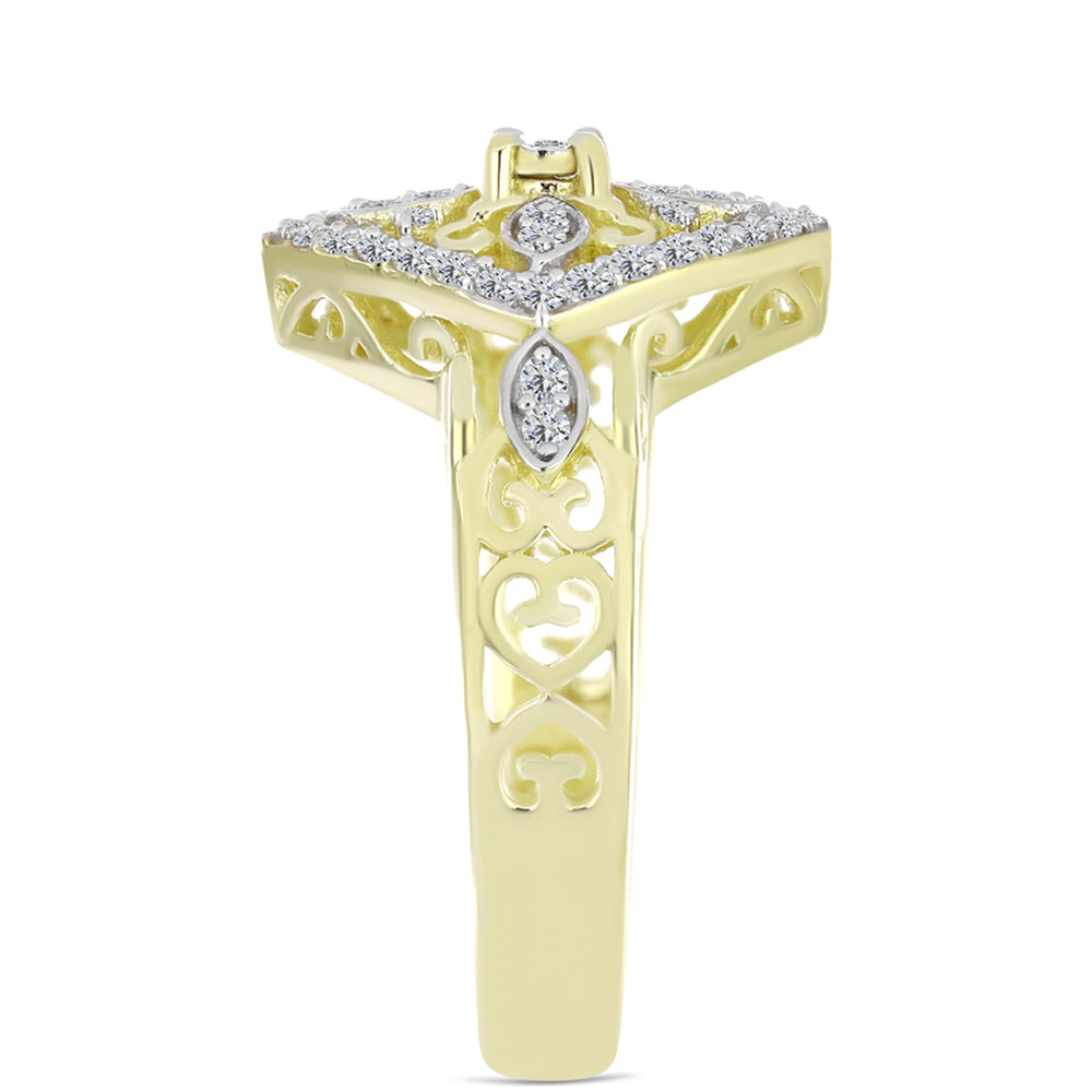 Goldplattierter Silberring mit weißem Diamant und weißem Topas 4 