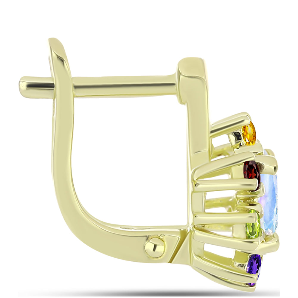 Goldplattierte Silberohrringe mit Regenbogenmondstein und marokkanischem Amethyst 2 