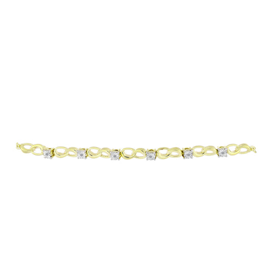 Goldplattiertes Silberarmband mit weißem Diamant