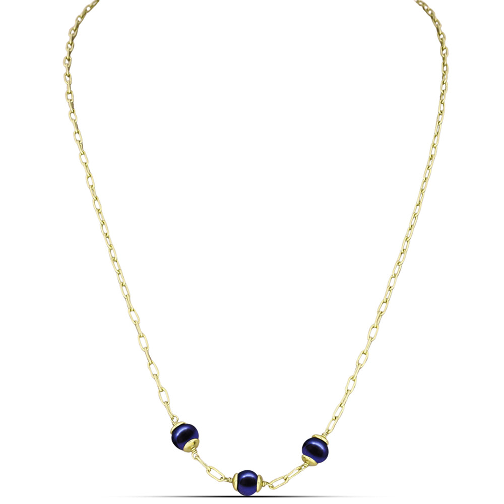 Goldplattierte Silberhalskette mit schwarzer Süßwasserperle 1 