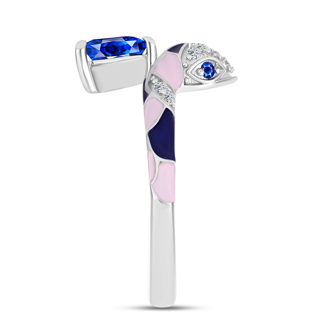 Silberring mit australischem blauem Saphir und weißem Topas 4 