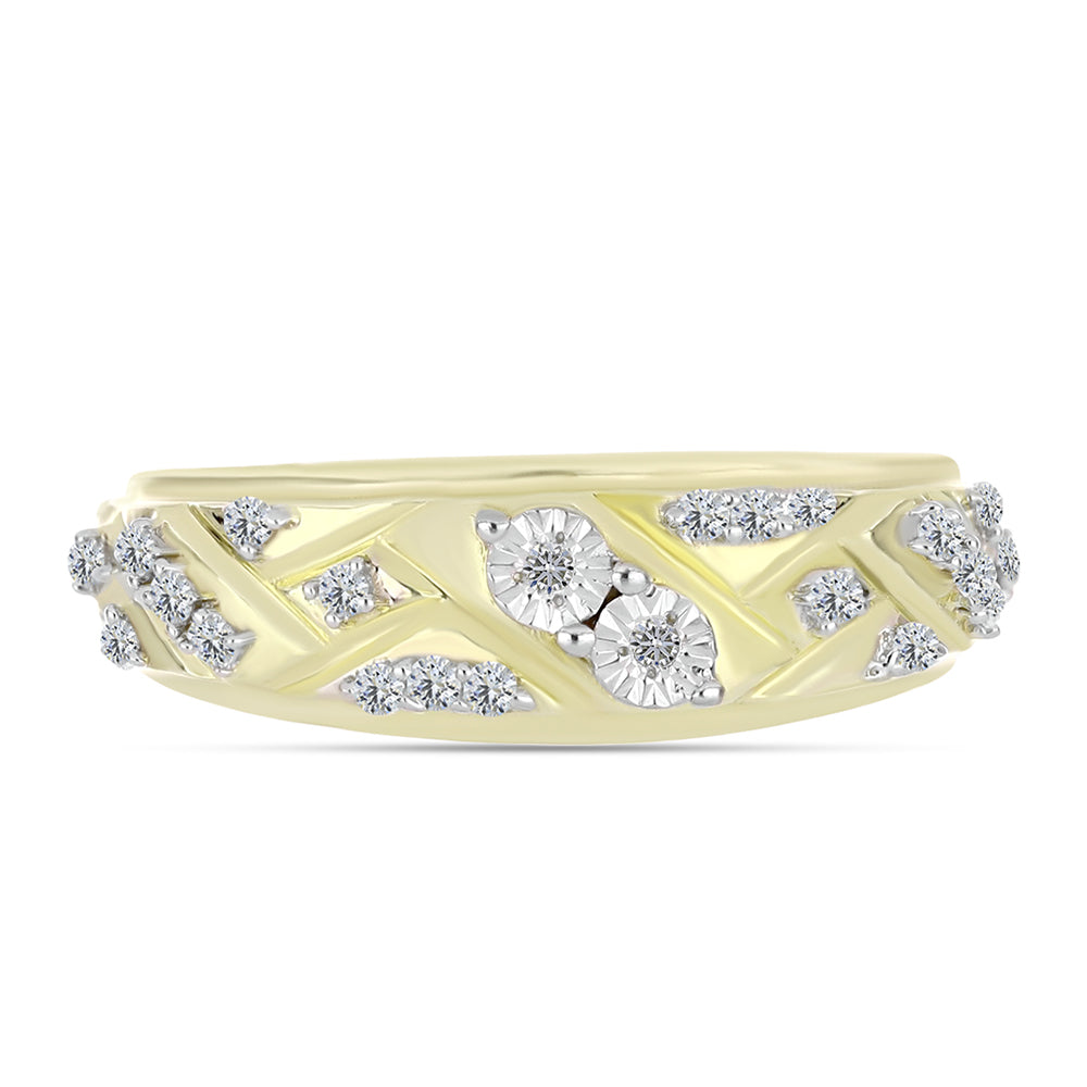 Goldplattierter Silberring mit weißem Diamant und weißem Topas