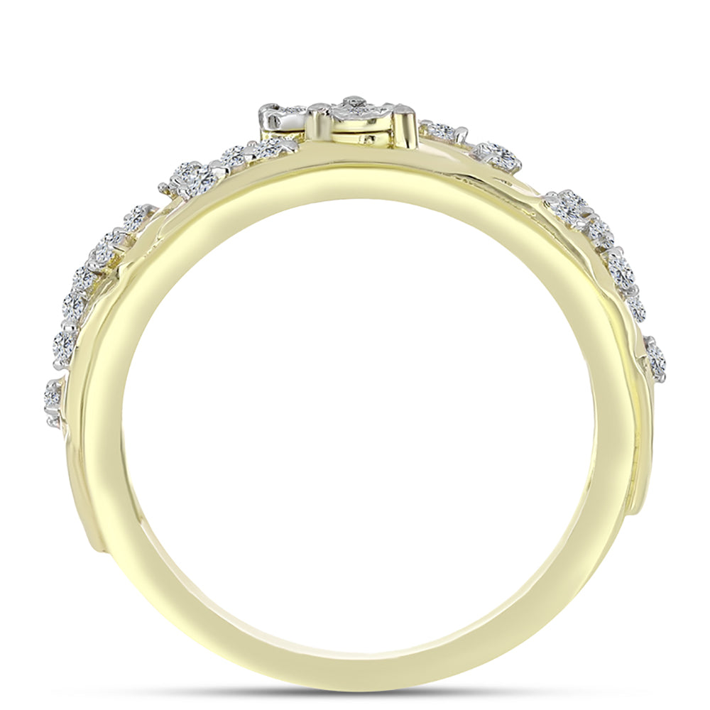 Goldplattierter Silberring mit weißem Diamant und weißem Topas 2 