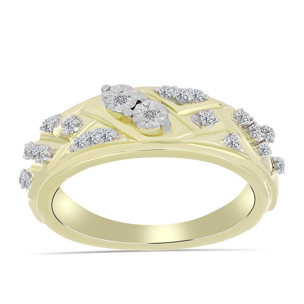 Goldplattierter Silberring mit weißem Diamant und weißem Topas