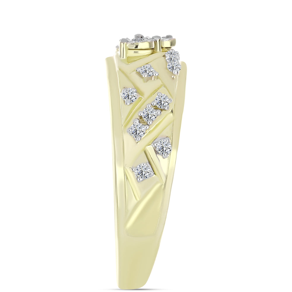Goldplattierter Silberring mit weißem Diamant und weißem Topas