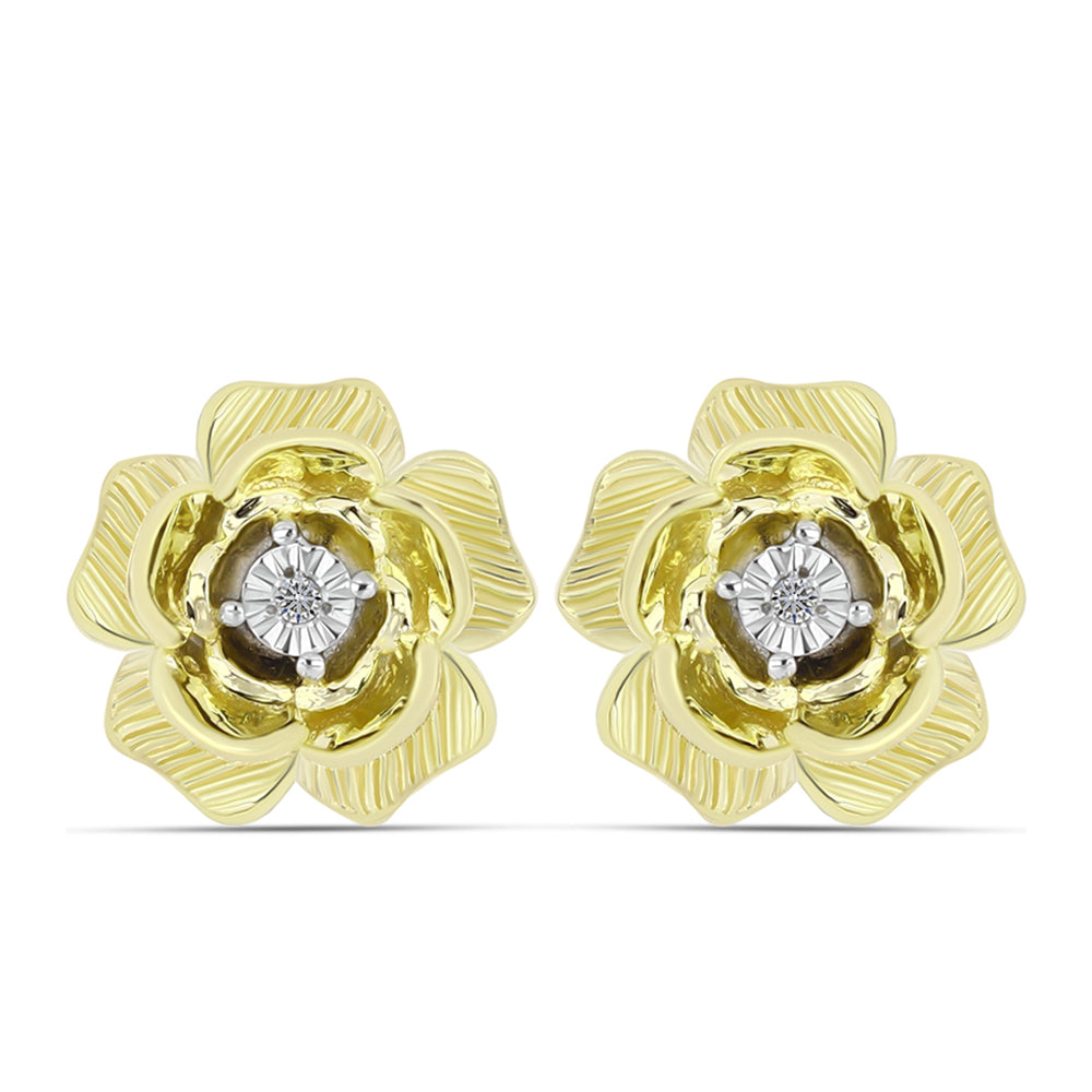Goldplattierte Silberohrringe mit weißem Diamant 1 