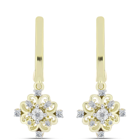Goldplattierte Silberohrringe mit weißem Diamant und weißem Topas