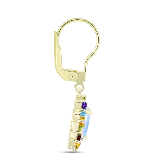 Goldplattierte Silberohrringe mit Regenbogenmondstein und marokkanischem Amethyst