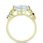 Goldplattierter Silberring mit Regenbogenmondstein und marokkanischem Amethyst