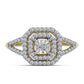 Goldplattierter Silberring mit weißem Diamant und weißem Topas