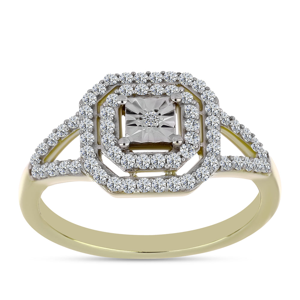Goldplattierter Silberring mit weißem Diamant und weißem Topas 3 