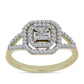 Goldplattierter Silberring mit weißem Diamant und weißem Topas