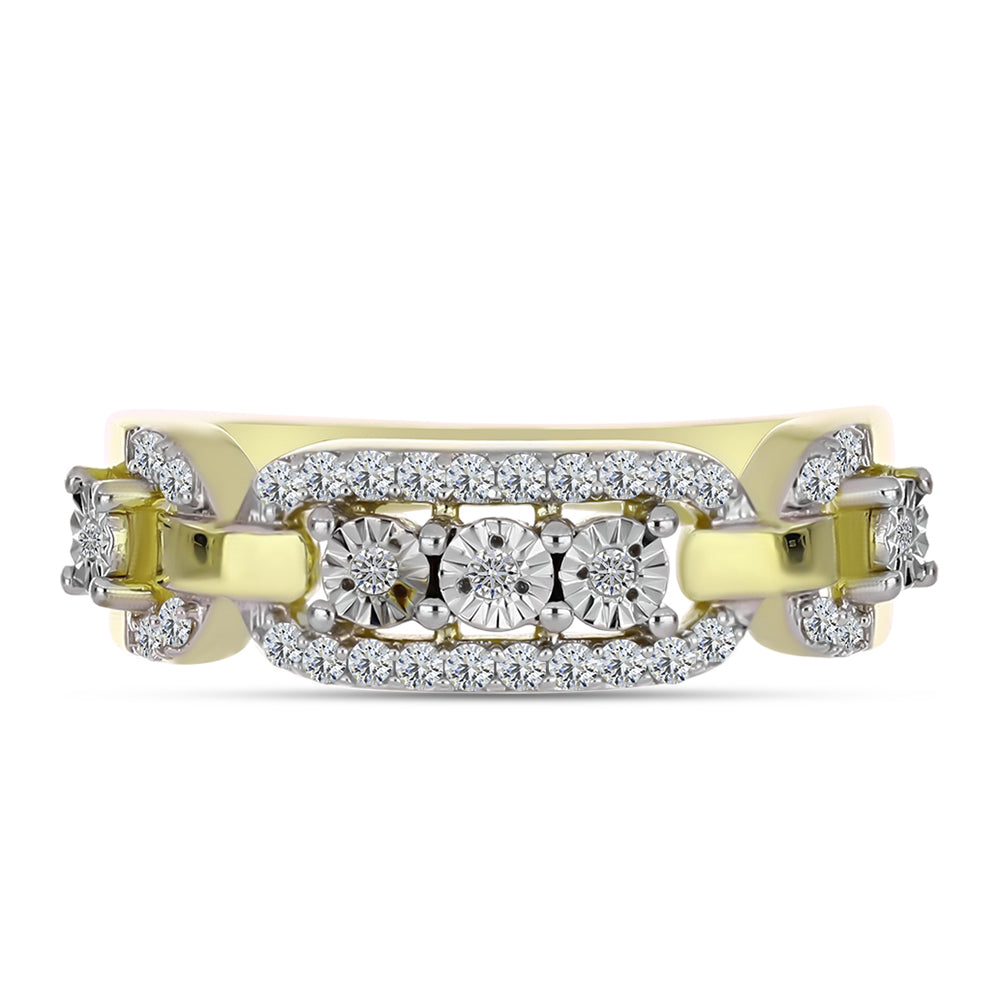 Goldplattierter Silberring mit weißem Diamant und weißem Topas 1 