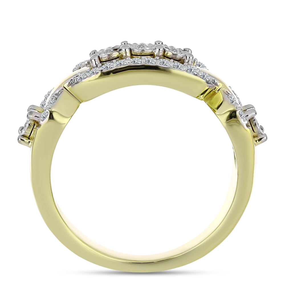 Goldplattierter Silberring mit weißem Diamant und weißem Topas