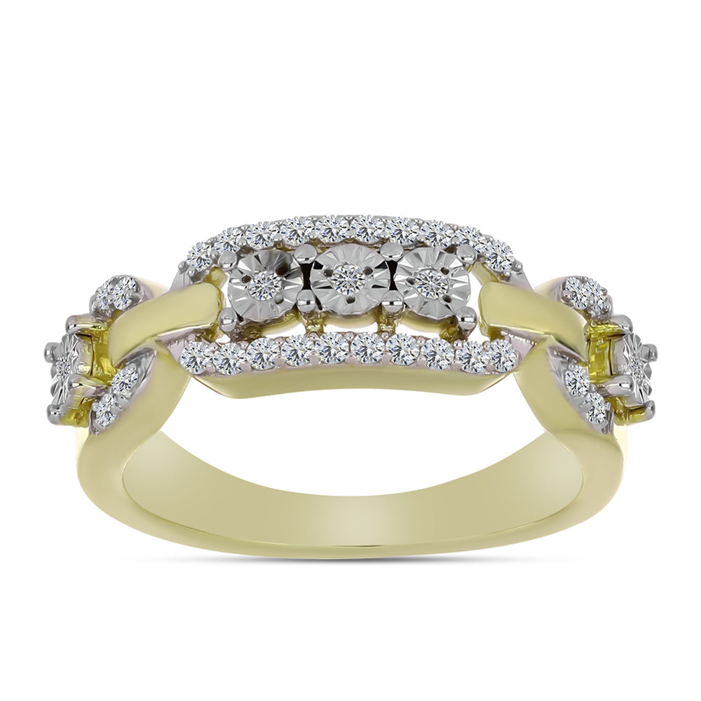 Goldplattierter Silberring mit weißem Diamant und weißem Topas