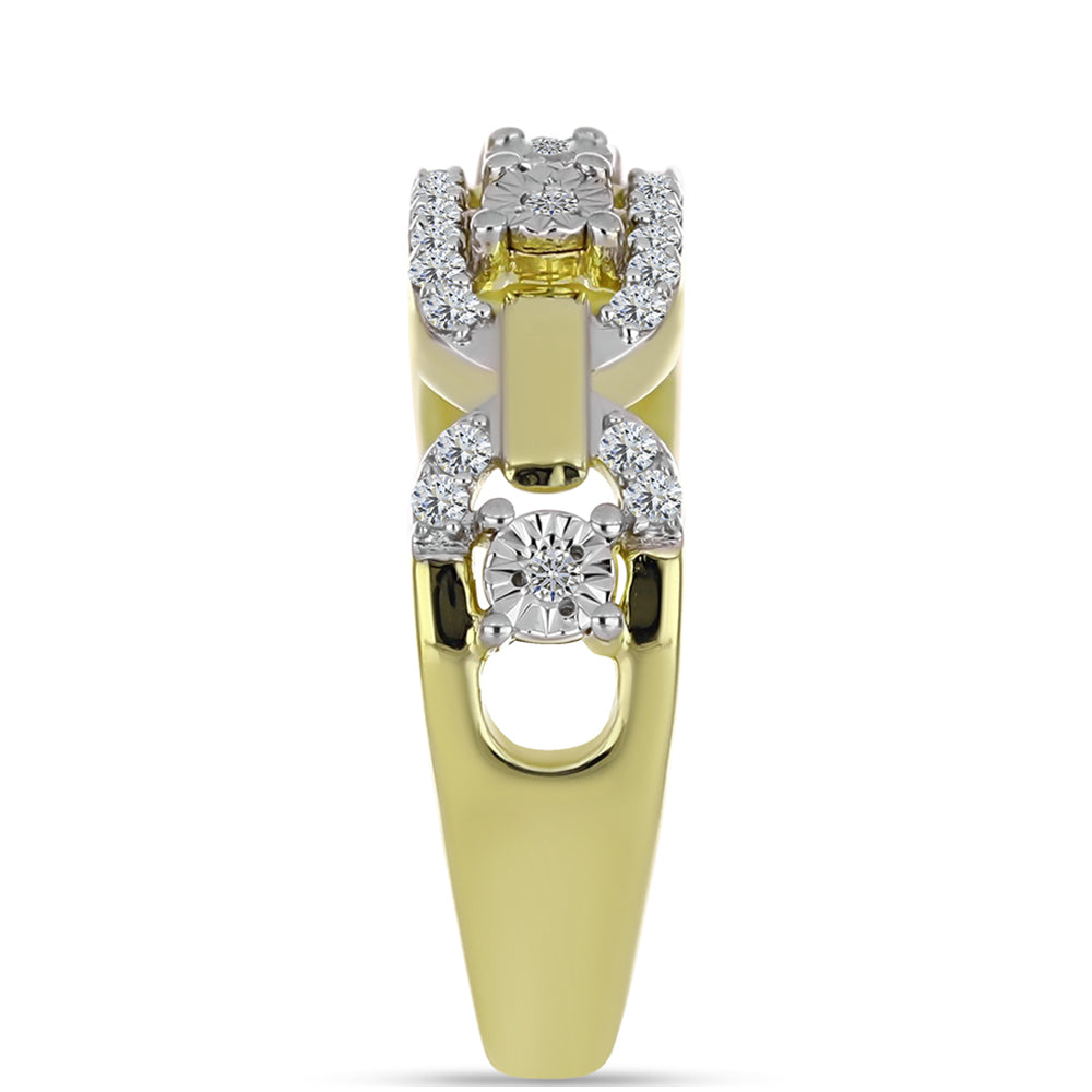 Goldplattierter Silberring mit weißem Diamant und weißem Topas 4 