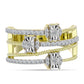 Goldplattierter Silberring mit weißem Diamant und weißem Topas