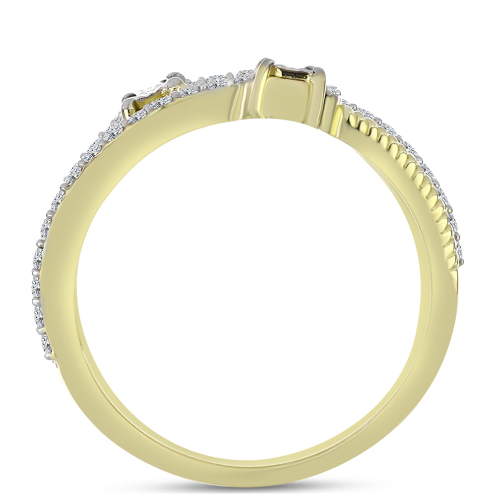 Goldplattierter Silberring mit weißem Diamant und weißem Topas 2 