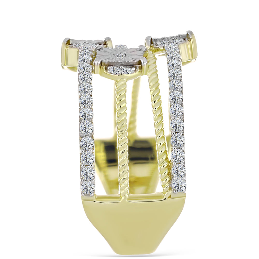Goldplattierter Silberring mit weißem Diamant und weißem Topas