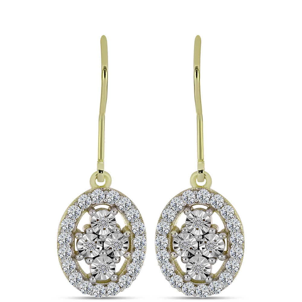 Goldplattierte Silberohrringe mit weißem Diamant und weißem Topas 1 
