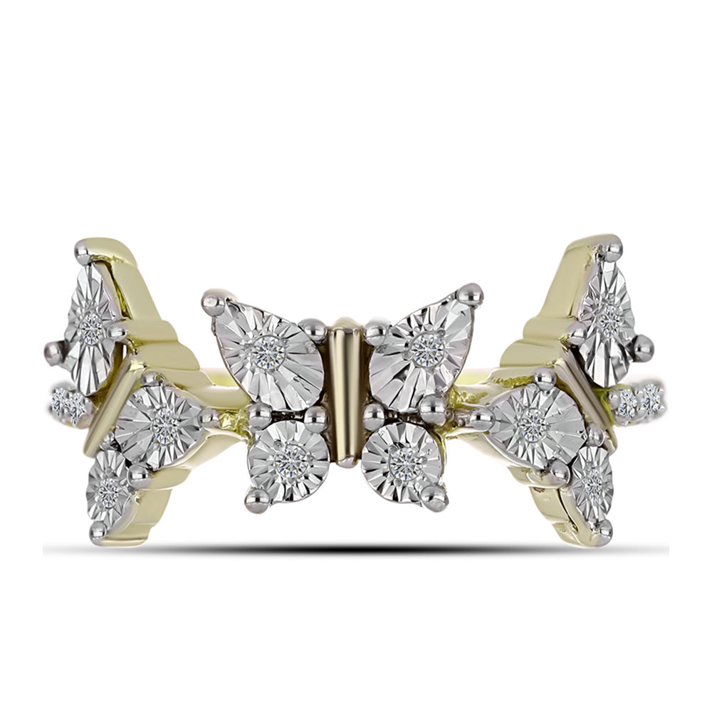 Goldplattierter Silberring mit weißem Diamant und weißem Topas 5 