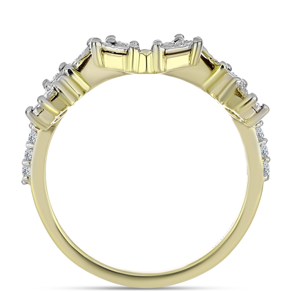 Goldplattierter Silberring mit weißem Diamant und weißem Topas