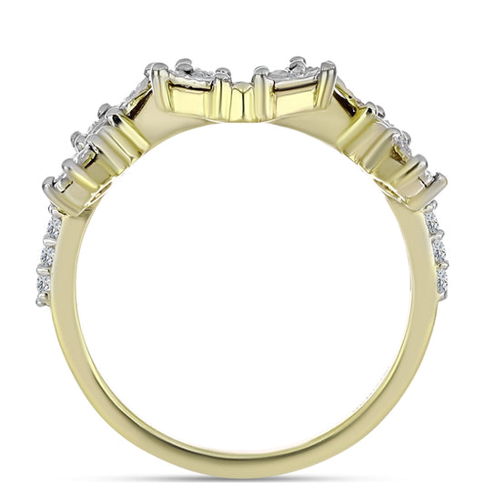 Goldplattierter Silberring mit weißem Diamant und weißem Topas