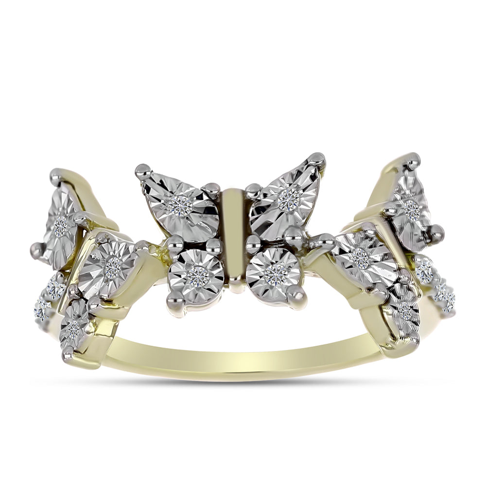 Goldplattierter Silberring mit weißem Diamant und weißem Topas 3 