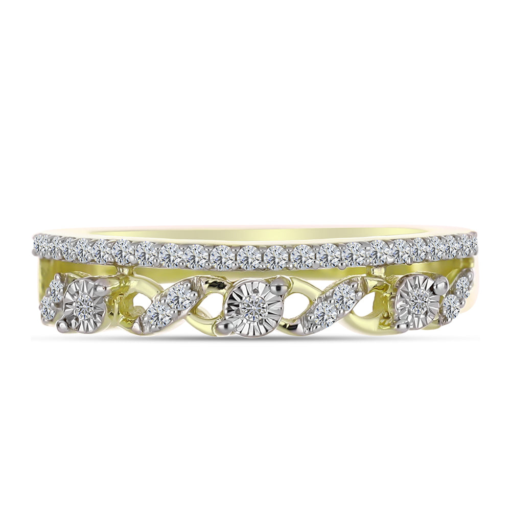 Goldplattierter Silberring mit weißem Diamant und weißem Topas 1 