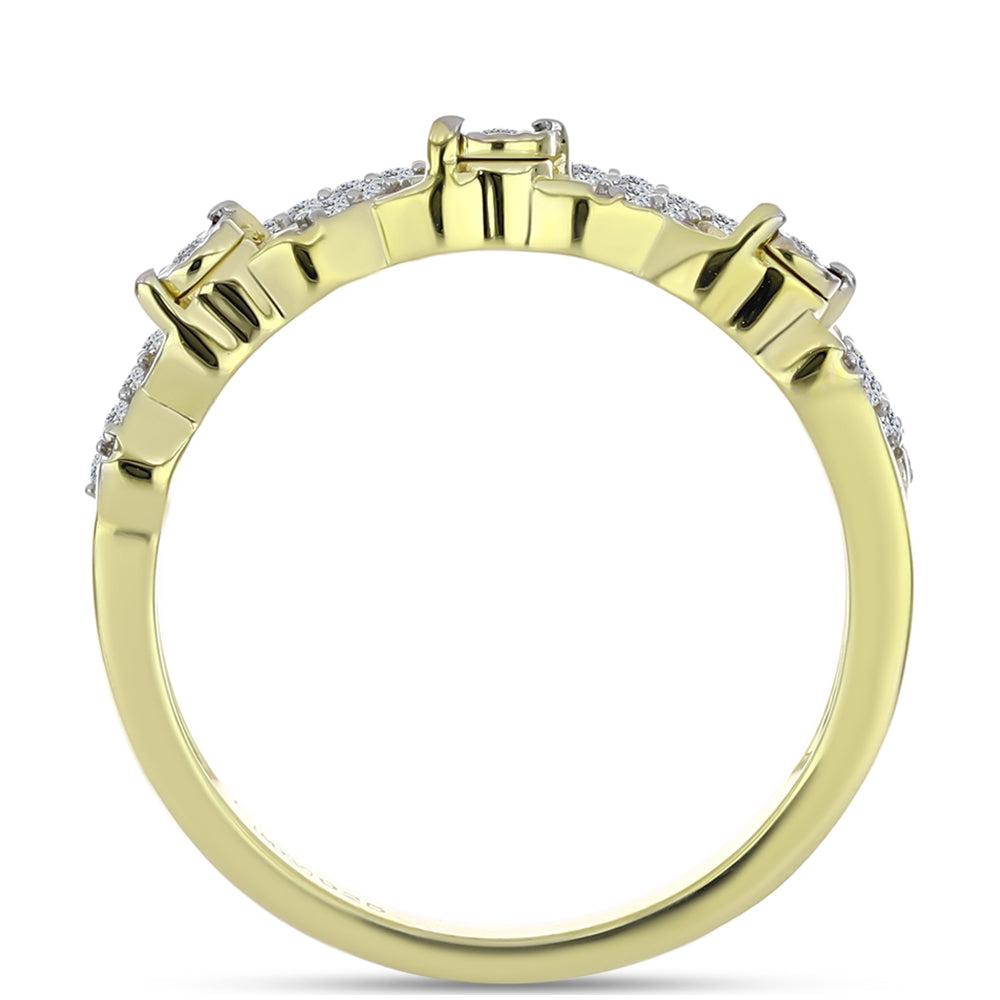 Goldplattierter Silberring mit weißem Diamant und weißem Topas 2 