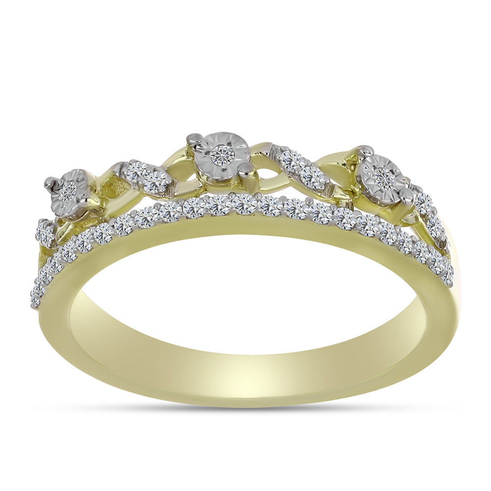 Goldplattierter Silberring mit weißem Diamant und weißem Topas 7 