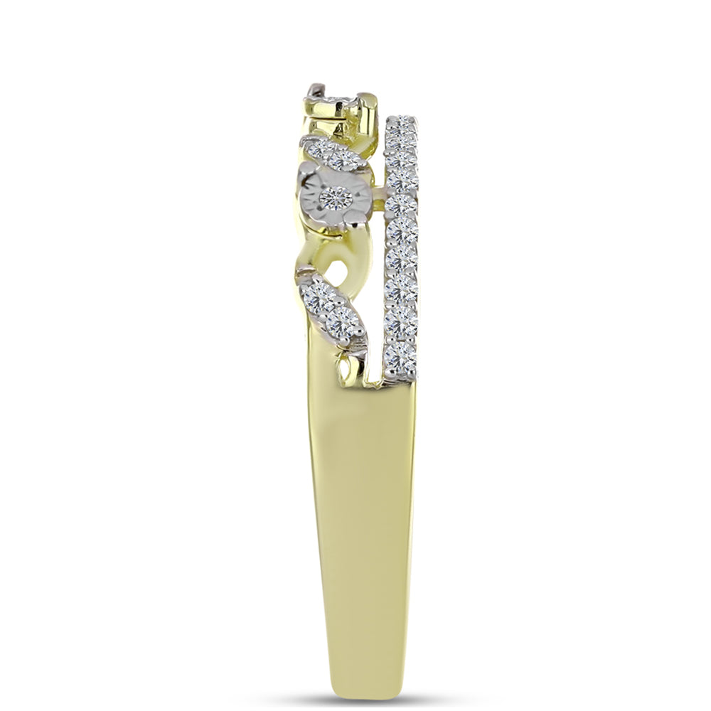 Goldplattierter Silberring mit weißem Diamant und weißem Topas