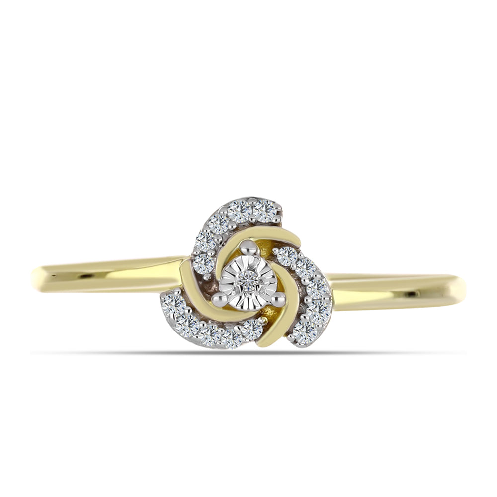 Goldplattierter Silberring mit weißem Diamant und weißem Topas 1 