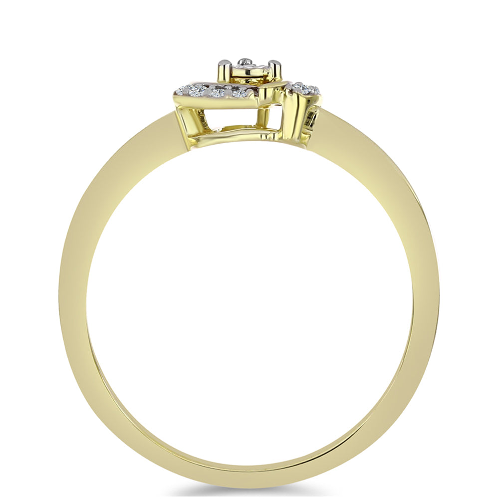 Goldplattierter Silberring mit weißem Diamant und weißem Topas 2 
