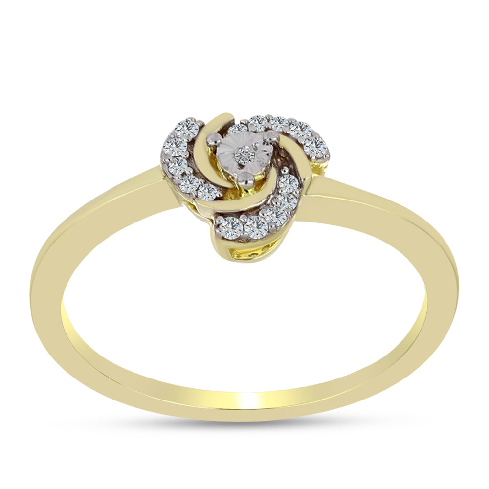 Goldplattierter Silberring mit weißem Diamant und weißem Topas 3 