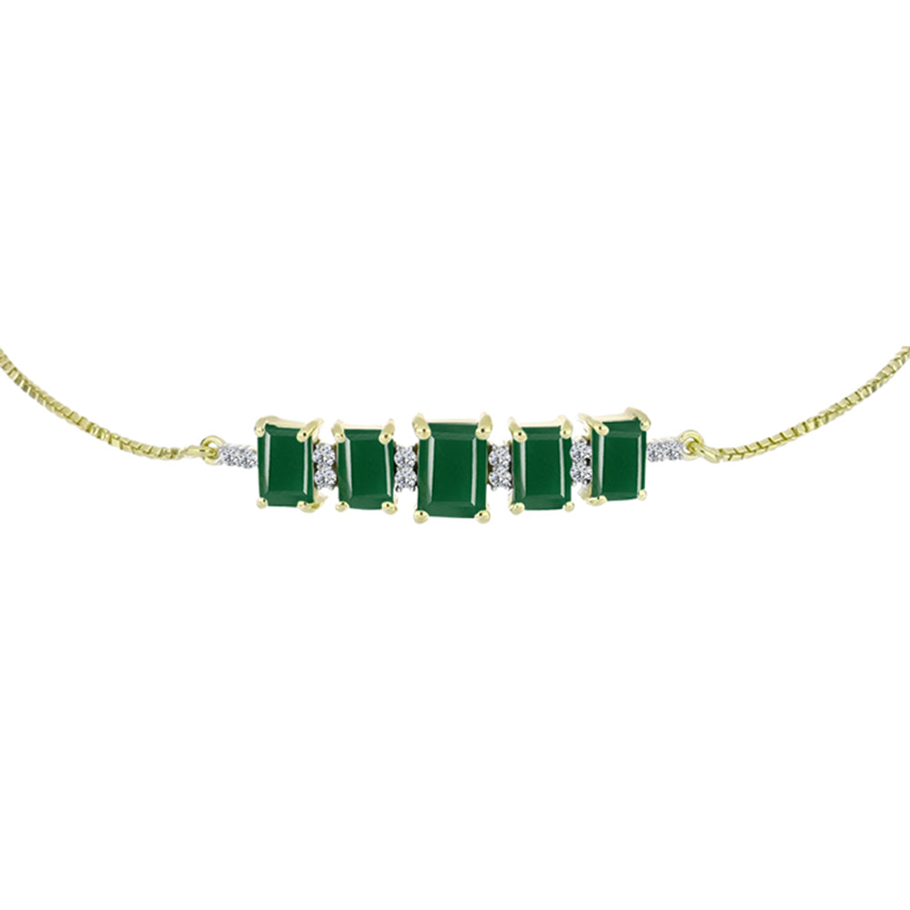 Goldplattiertes Silberarmband mit grünem Achat 3 