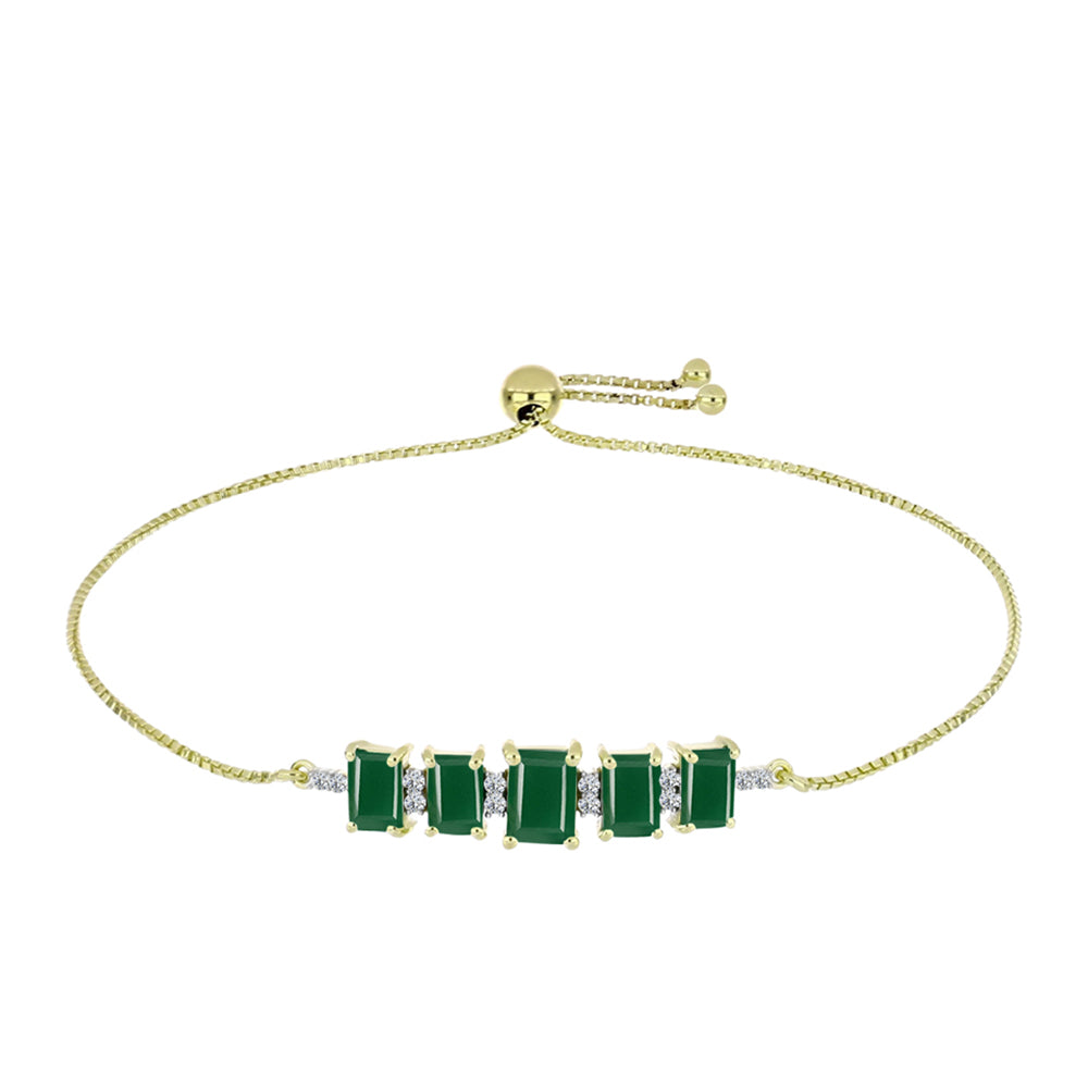 Goldplattiertes Silberarmband mit grünem Achat 4 