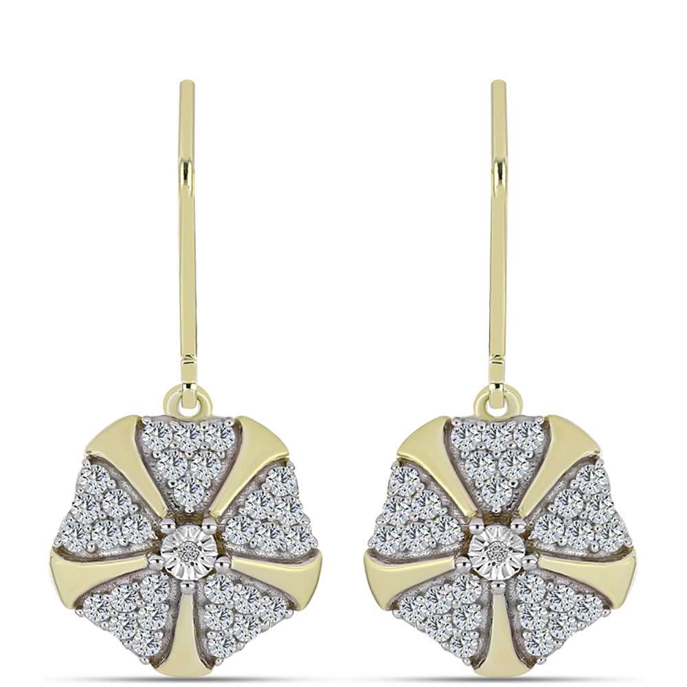 Goldplattierte Silberohrringe mit weißem Diamant und weißem Topas
