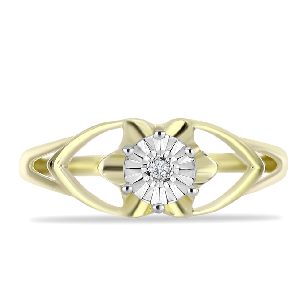Goldplattierter Silberring mit weißem Diamant 5 
