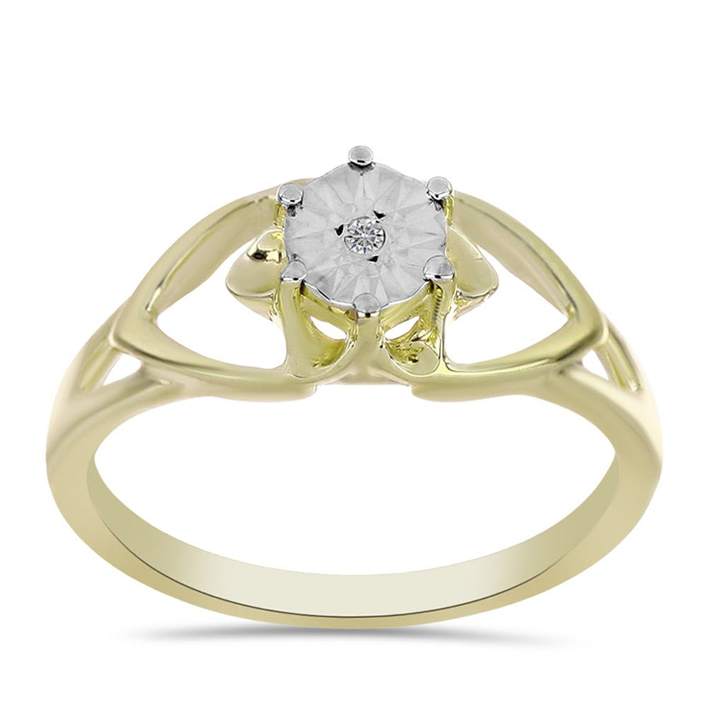 Goldplattierter Silberring mit weißem Diamant 3 