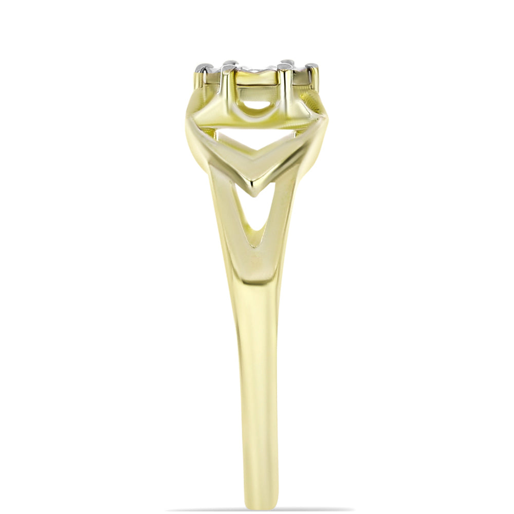 Goldplattierter Silberring mit weißem Diamant