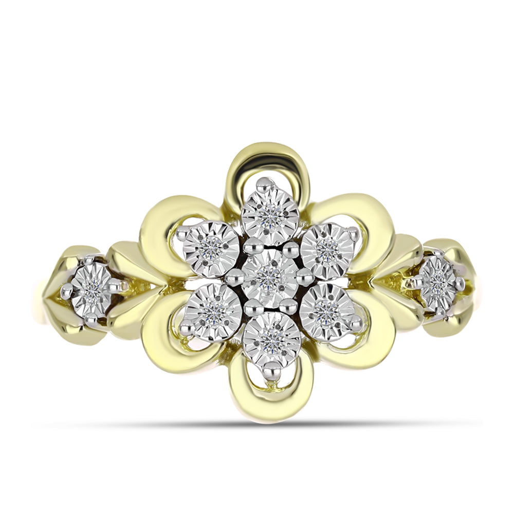 Goldplattierter Silberring mit weißem Diamant 1 