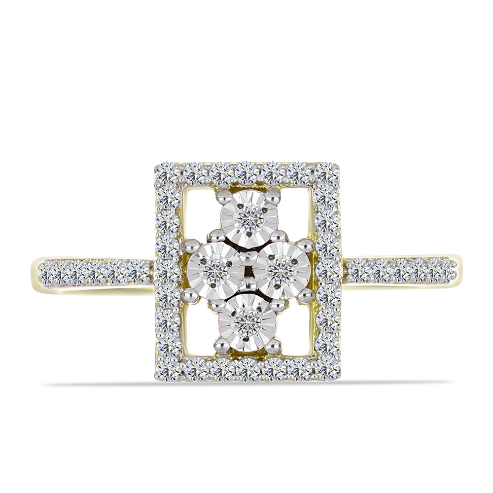 Goldplattierter Silberring mit weißem Diamant und weißem Topas